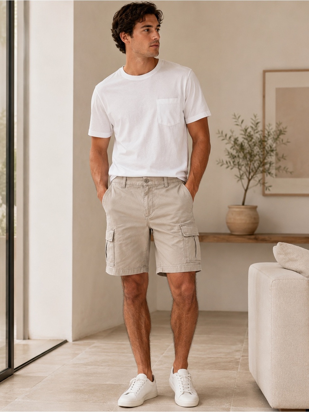 Old Navy Men's Cargo Shorts in Khaki Tan